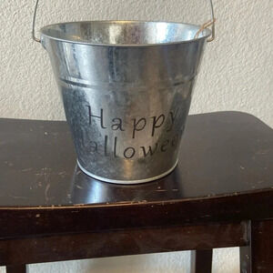 Happy Halloween galvanized metal bucket